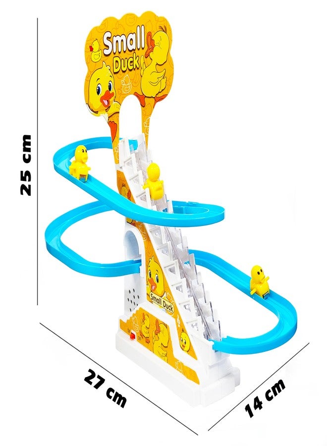 في جراسب مجموعة ألعاب VGRASSP على شكل بطة، مجموعة ألعاب سباق مطاردة البط الأوتوماتيكية المضحكة، سلم متحرك على شكل بطة صغيرة متسلقة مع أضواء وموسيقى، سلم كرتوني لطيف مع 3 بطات - Image 3